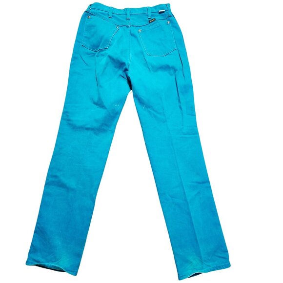 Vintage Wrangler Womens14 High Rise Straight Leg Jeans Teal USA Made 13MNRM - Picture 3 of 10